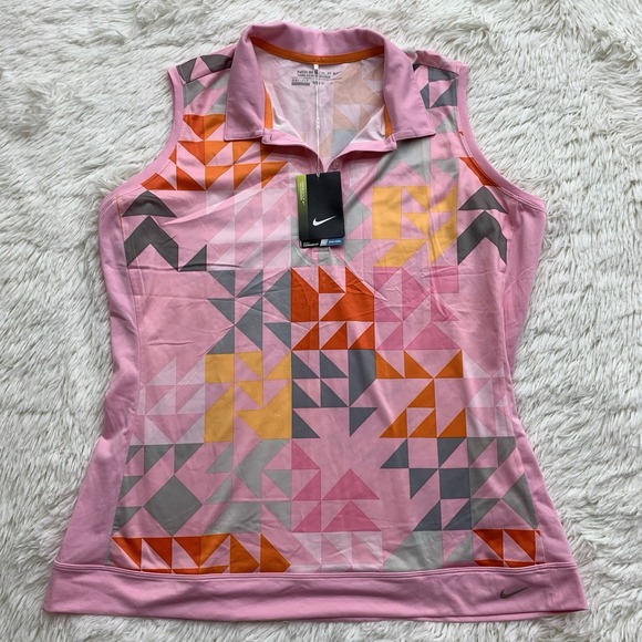 NWT Nike Women's XL Dry Victory Prism Print Sleeveless Golf Polo Collared - Picture 2 of 9